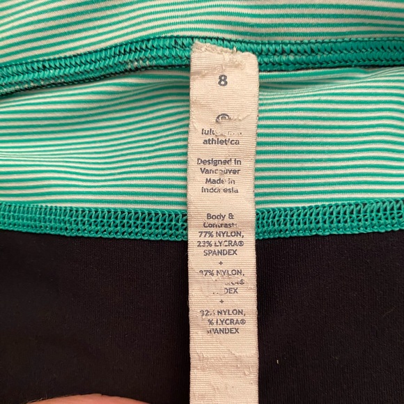 Women’s Black Lululemon Bike Shorts with Green and White Accents Size 8 - Picture 6 of 6